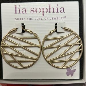Lia Sophia Gold-tone Fancy Hoop Earrings